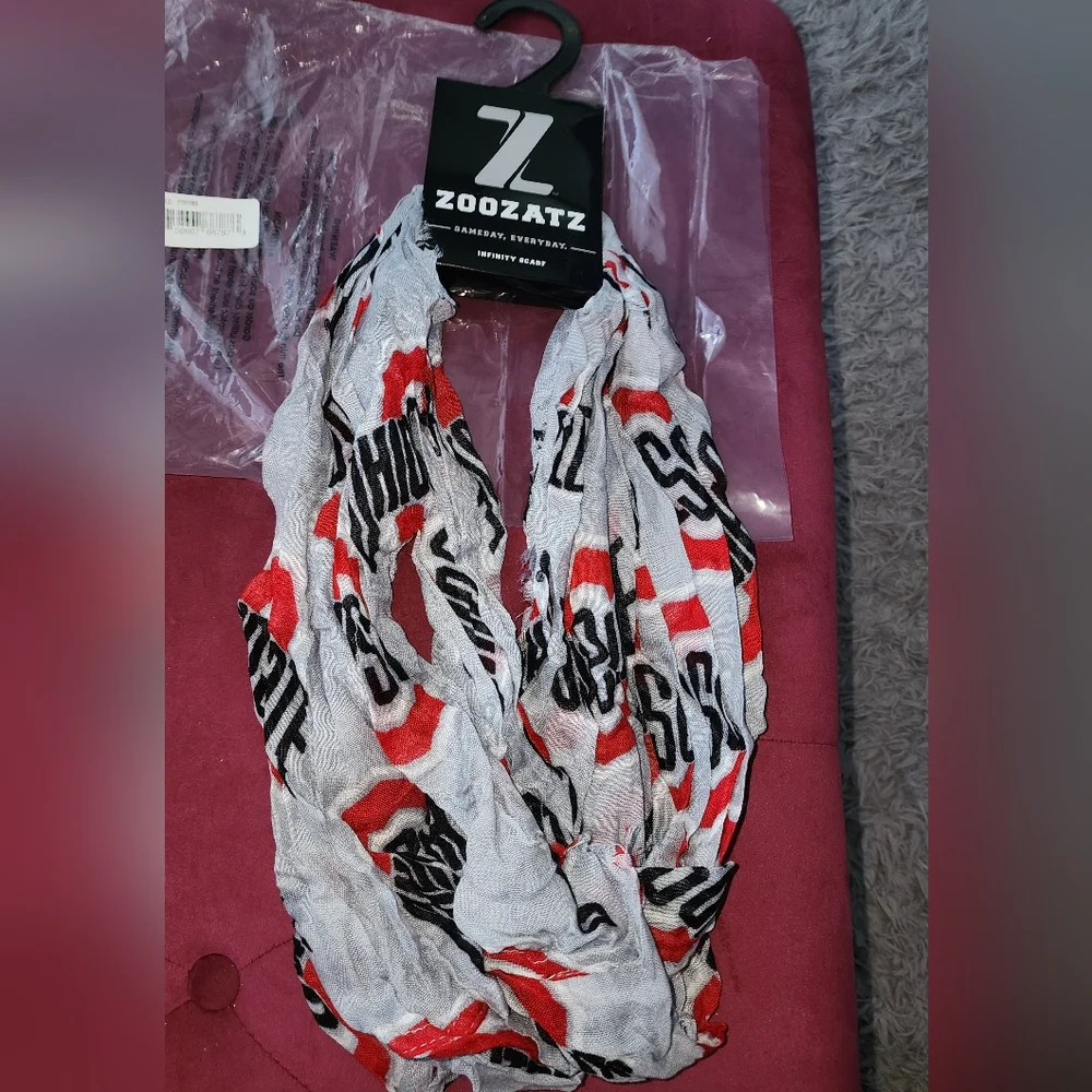 Women's Gray and Red OSU Logo Scarf